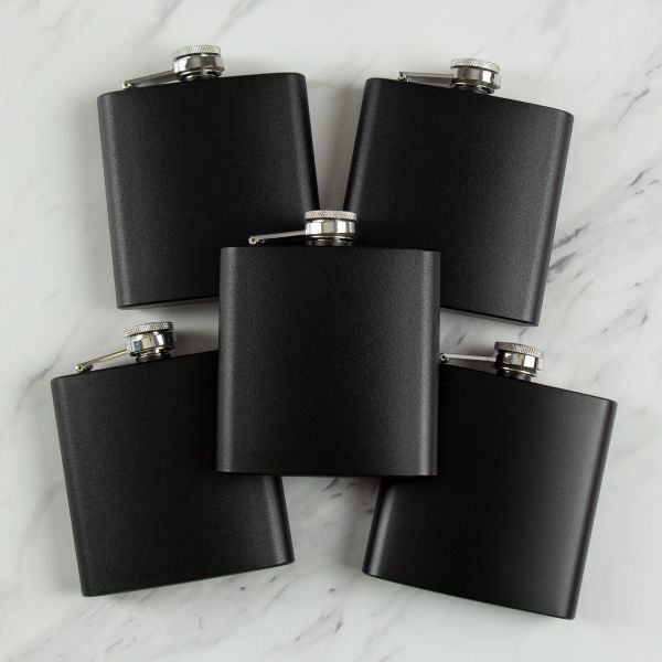 Personalized 6oz Matte Black Powder Coated Stainless Steel FSK602 Custom Engraved Sigma Nu