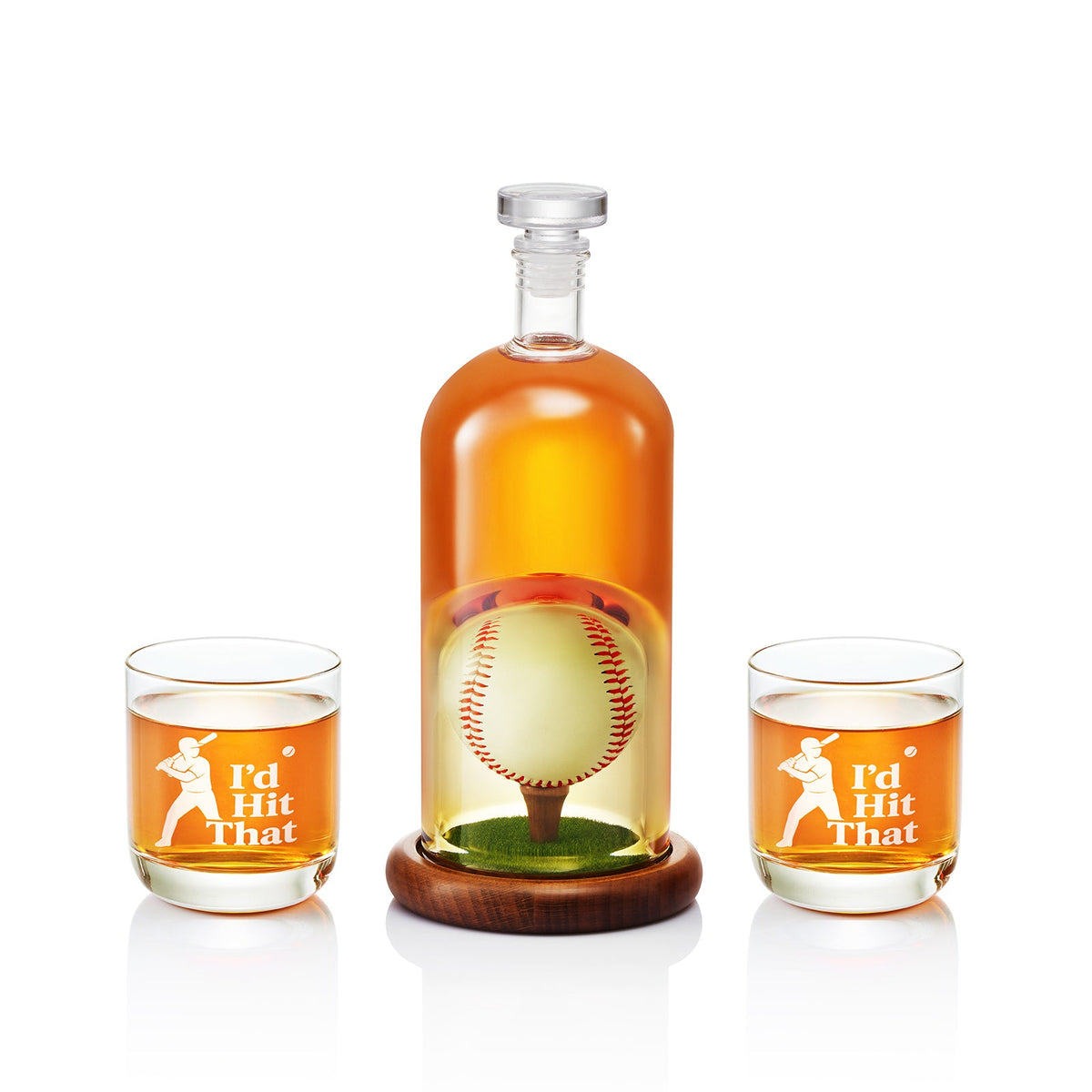 Baseball Whiskey Decanter Set with 3D Baseball Design