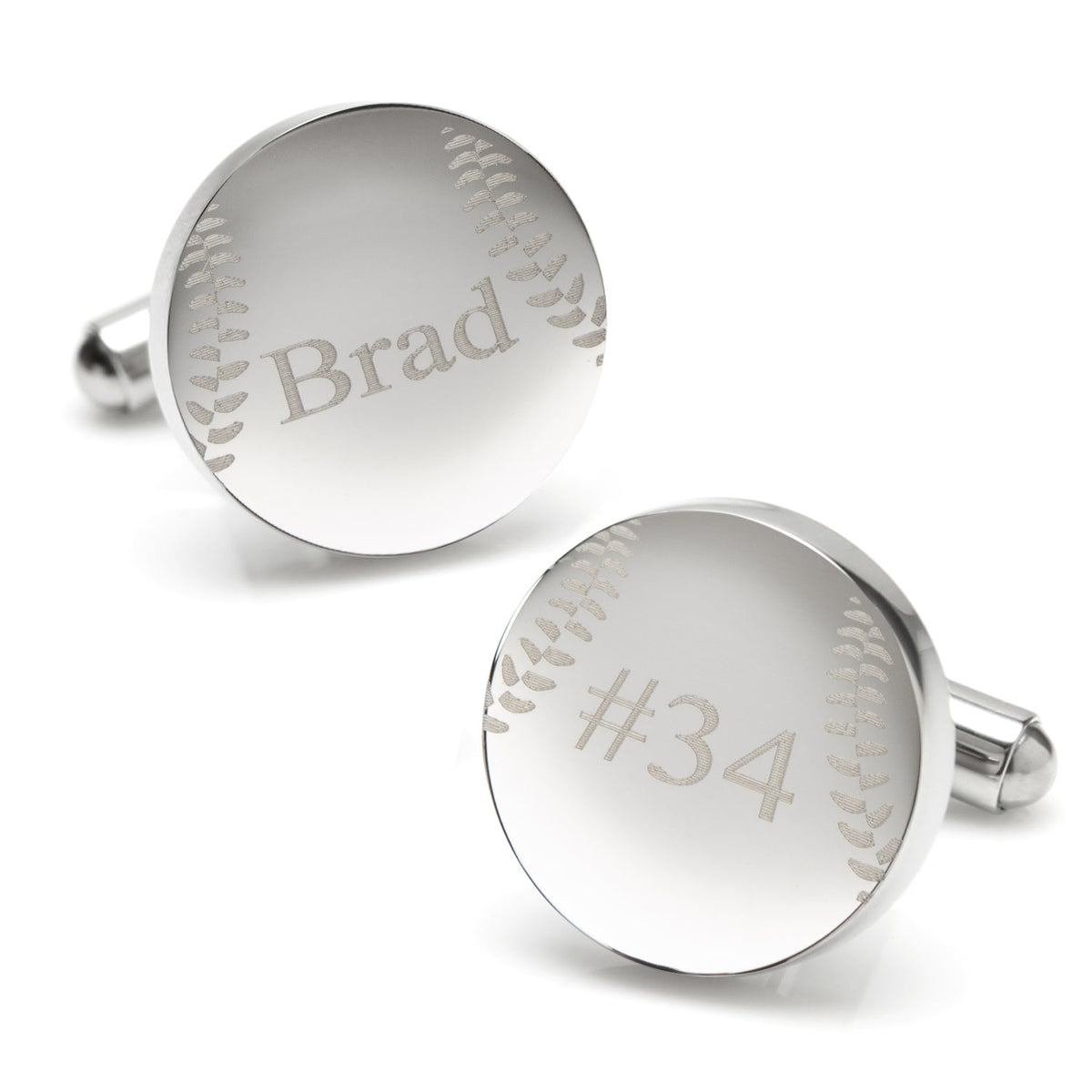 Personalized Baseball Cufflinks – Engravable Stainless Steel Baseball Cuff Links