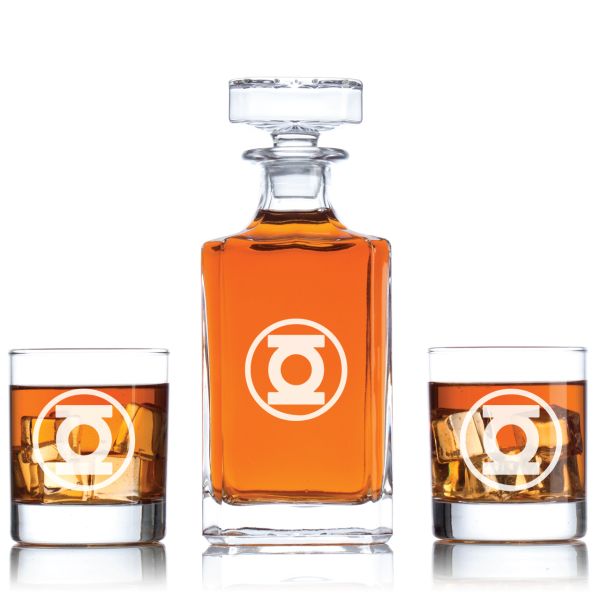 Personalized Green Lantern Decanter Set - Liquor Decanter Set - Superhero Theme Decanter - Gifts For Him - Man Cave Gifts