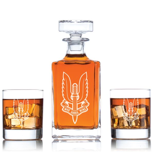 Personalized Who Dare Wins Decanter Set - Liquor Decanter Set - Military Gifts - Gifts For Him - Man Cave Gifts