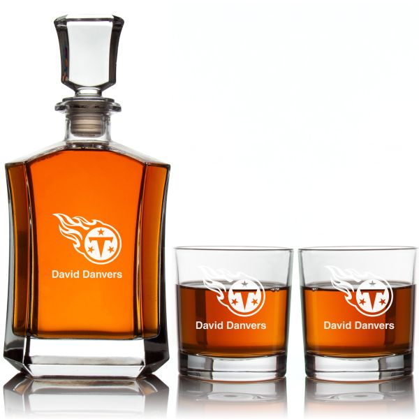 Tennessee Titans Decanter Gift Set - Football Fanatic Gift Ideas - Crown Classic Personalized Whiskey Decanter Set