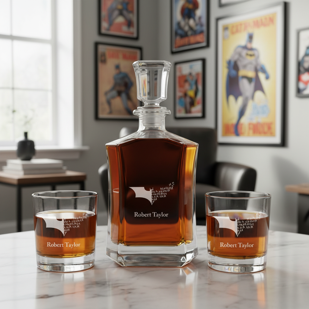 Batman Joker Symbol Custom Crown Decanter Set - Gifts For Him - Personalized Liquor Decanter Set