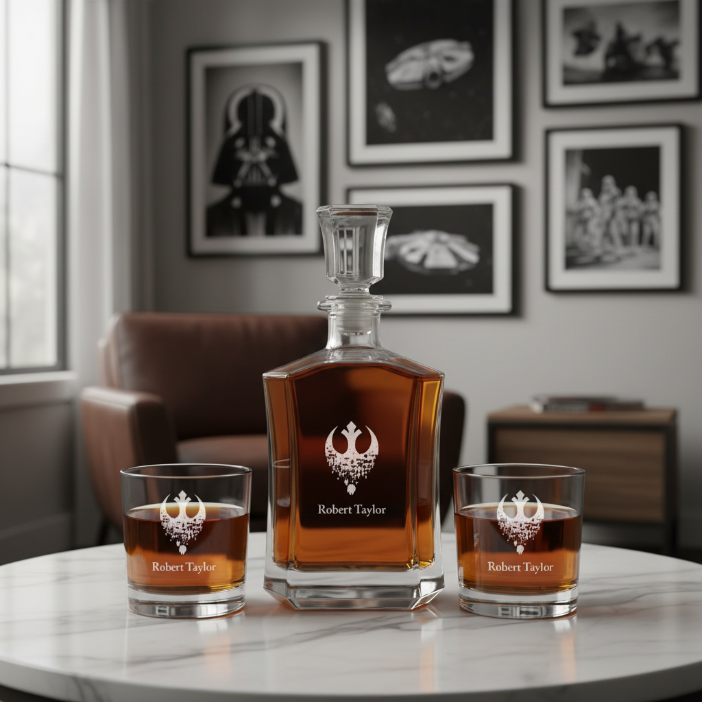 Rebel Alliance Custom Crown Decanter Set - Gifts For Him - Personalized Liquor Decanter Set