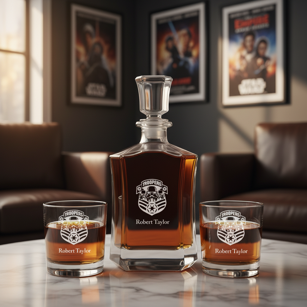 Storm Troopers Custom Crown Decanter Set - Gifts For Him - Personalized Liquor Decanter Set