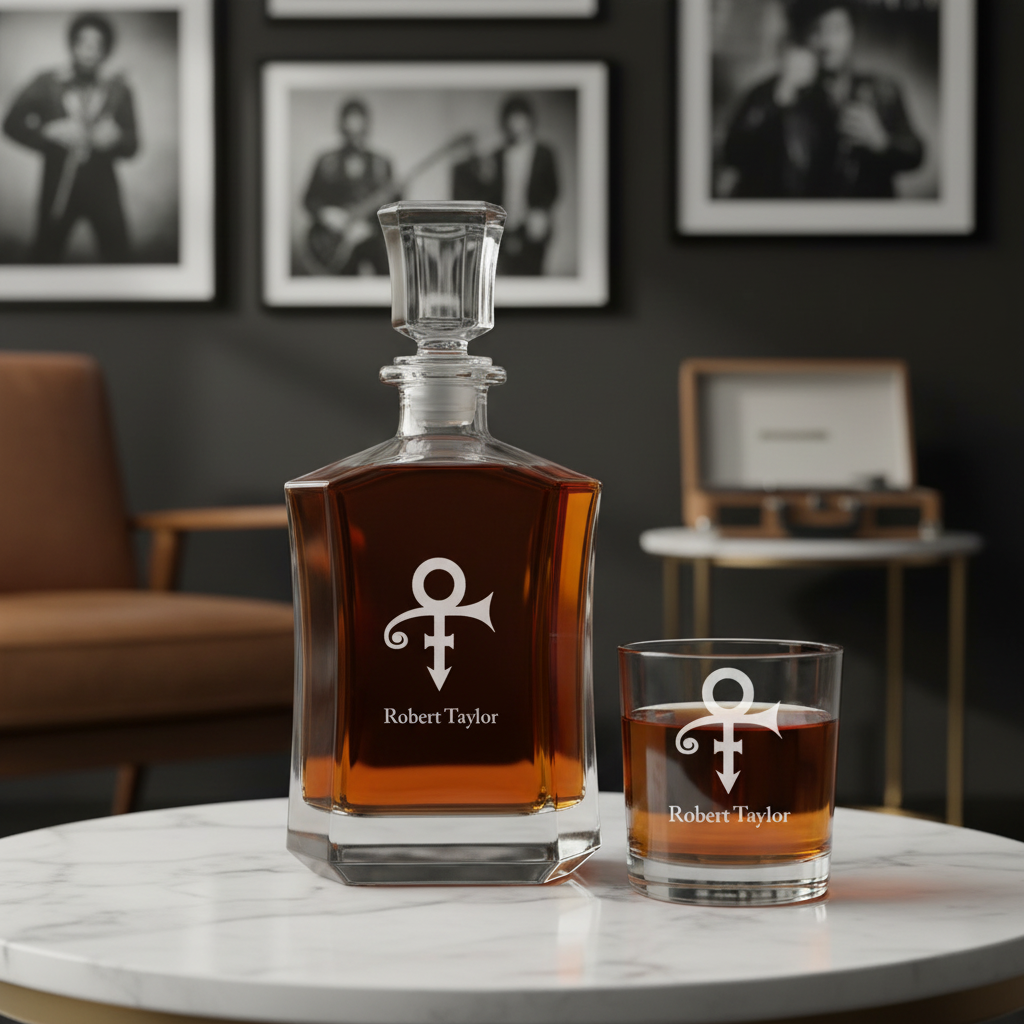 The Artist - Custom Decanter Set - Personalized Crown Decanter Set with Whiskey Glasses