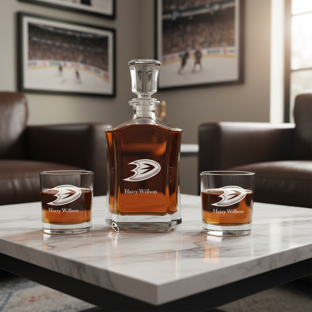 Personalized Hockey Anaheim Ducks - Custom Crown Decanter Set - Hockey Fanatic Gift Ideas