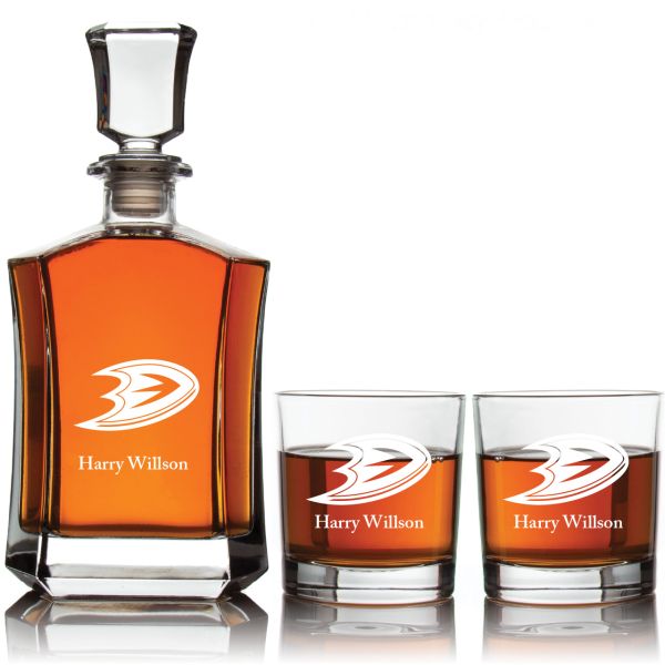 Personalized Hockey Anaheim Ducks - Custom Crown Decanter Set - Hockey Fanatic Gift Ideas