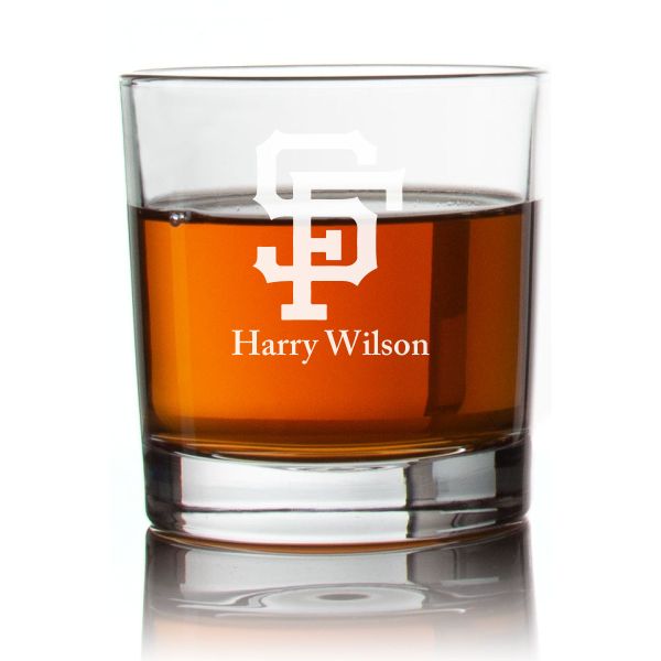 Engraved San Francisco Giants Rocks Glass - Personalized Whiskey Glasses - Man Cave Gift Ideas - Gifts For Him - Baseball Fanatics - 2pcs