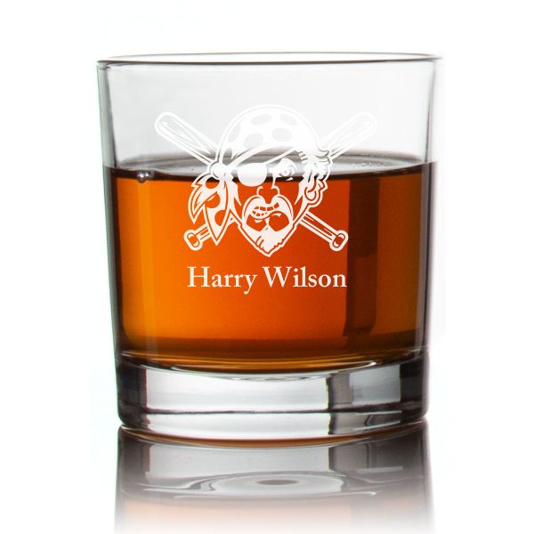 Engraved Pirates Rocks Glass - Personalized Whiskey Glasses - Man Cave Gift Ideas - Gifts For Him - Baseball Fanatics - 2pcs