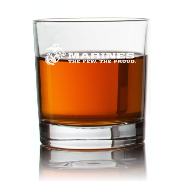 Engraved Marines The Few The Proud Rocks Glass - Personalized Whiskey Glasses - Man Cave Gift Ideas - Gifts For Him - 2pcs