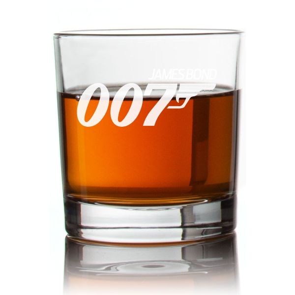 Engraved 007 James Bond Rocks Glass - Personalized Whiskey Glasses - Man Cave Gift Ideas - Gifts For Him - 2pcs