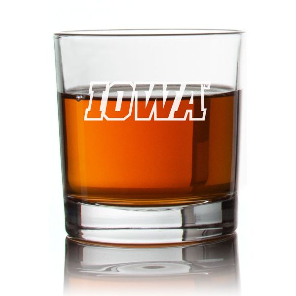 Engraved Iowa Hawkeyes Rocks Glass - Personalized Whiskey Glasses - Man Cave Gift Ideas - Gifts For Him - 2pcs