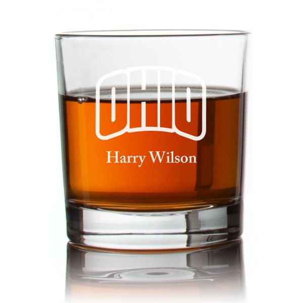 Engraved Ohio Bobcats Rocks Glass - Personalized Whiskey Glasses - Man Cave Gift Ideas - Gifts For Him - 2pcs