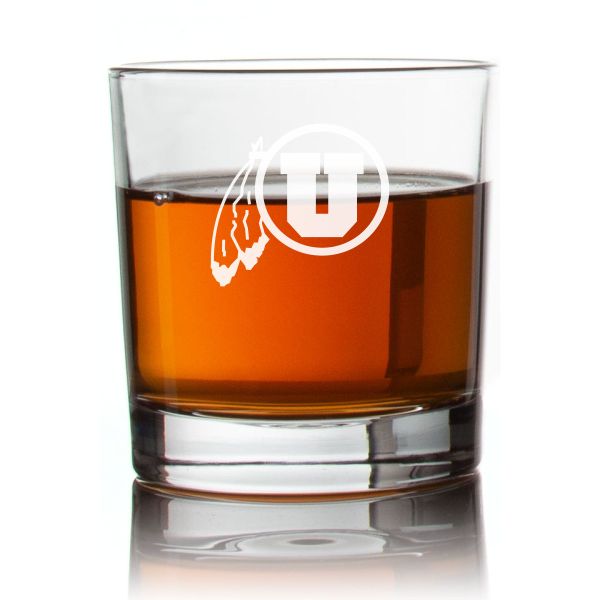 Engraved Utah Utes Rocks Glass - Personalized Whiskey Glasses - Man Cave Gift Ideas - Gifts For Him - 2pcs