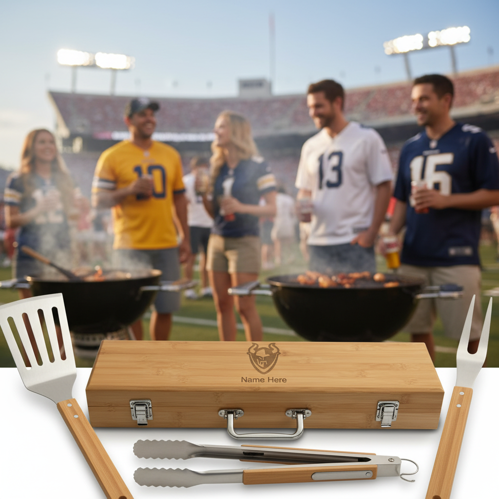 Personalized Portland State Vikings Football BBQ Set - Football Fanatic Gift Ideas - Personalized BBQ Set