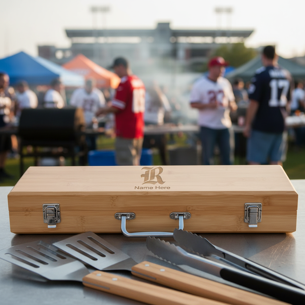 Personalized Rice Owls Letter Football BBQ Set - Football Fanatic Gift Ideas - Personalized BBQ Set