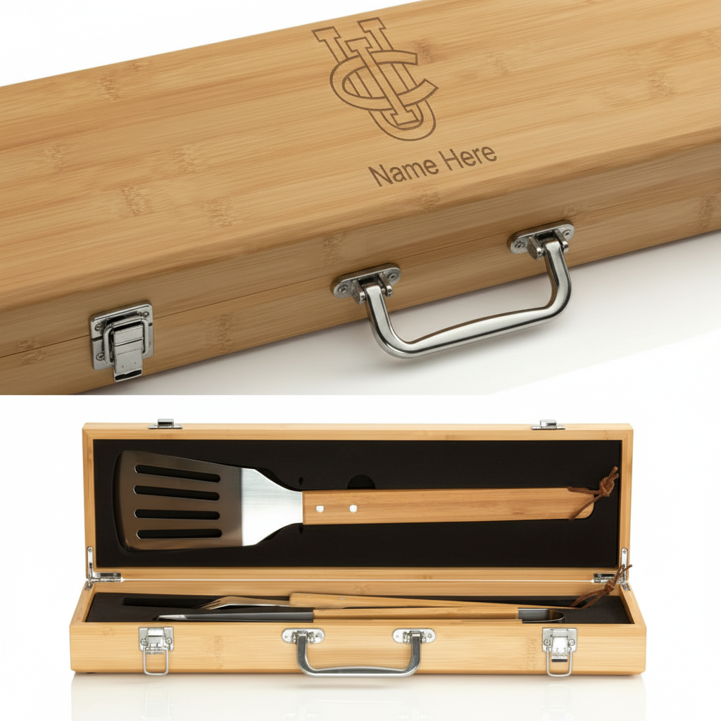 Personalized California Irvine Anteaters University BBQ Set - Football Fanatic Gift Ideas - Personalized Bamboo BBQ Set