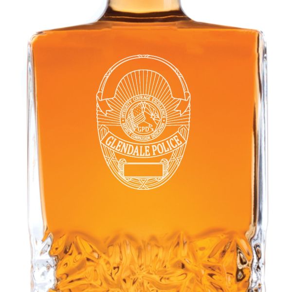 Custom Engraved Police Badges - Personalized Excalibur Decanter Set - Glendale CA Police Badge