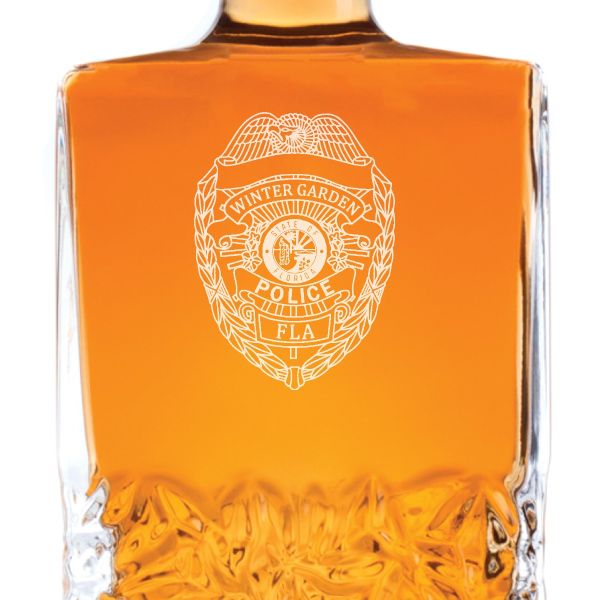 Custom Engraved Police Badges - Personalized Excalibur Decanter Set - Winter Garden FL Police Badge