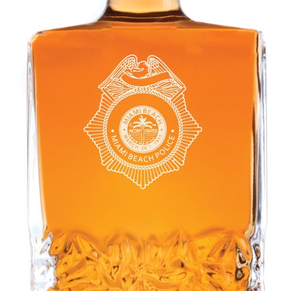 Custom Engraved Police Badges - Personalized Excalibur Decanter Set - Miami Beach Police Badge