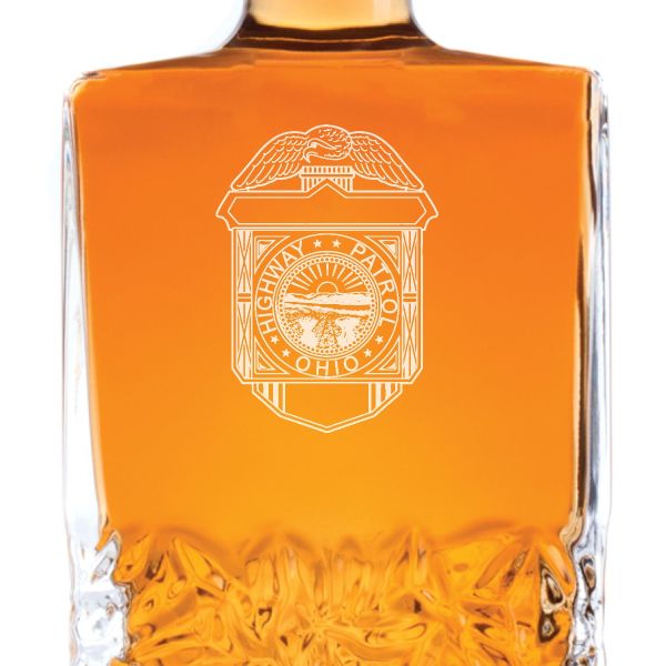 Custom Engraved Police Badges - Personalized Excalibur Decanter Set - Highway Patrol Ohio Patch