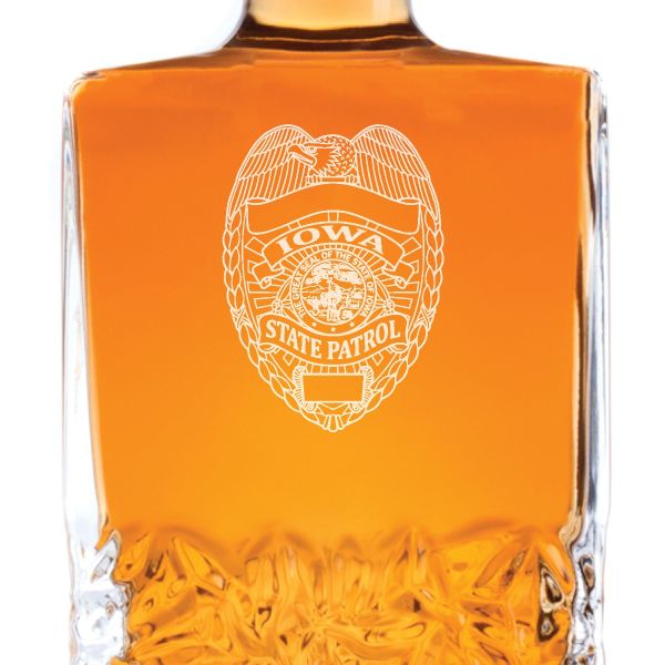 Custom Engraved Police Badges - Personalized Excalibur Decanter Set - Iowa State Patrol Badge