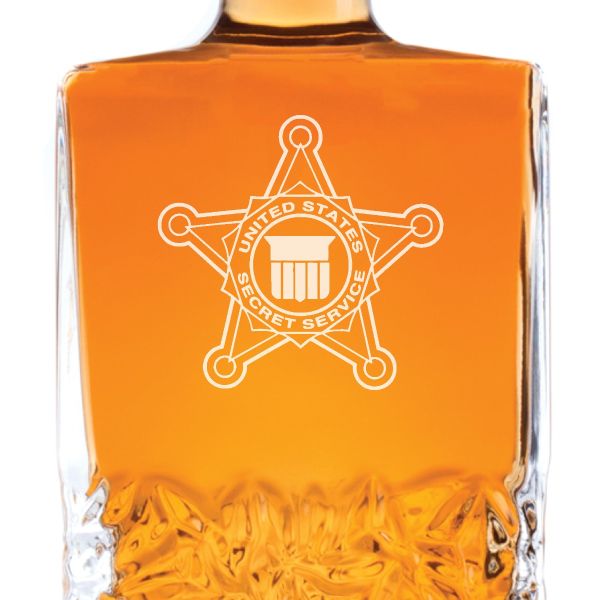 Custom Engraved Police Badges - Personalized Excalibur Decanter Set - United States Secret Service Badge