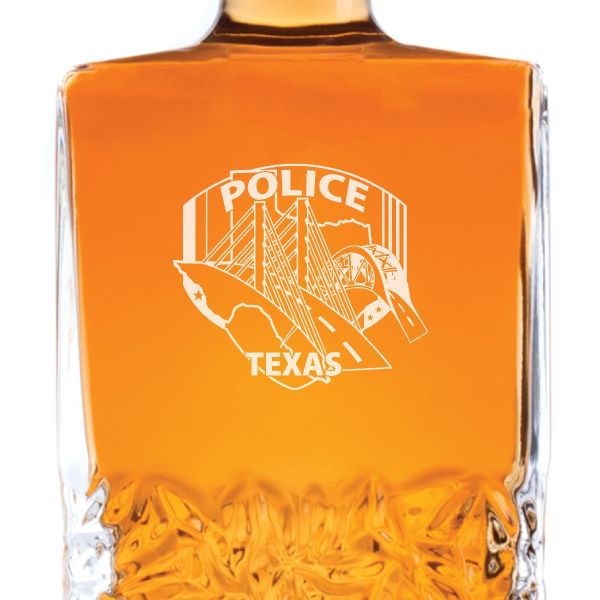 Custom Engraved Police Badges - Personalized Excalibur Decanter Set - Police Texas State Badge
