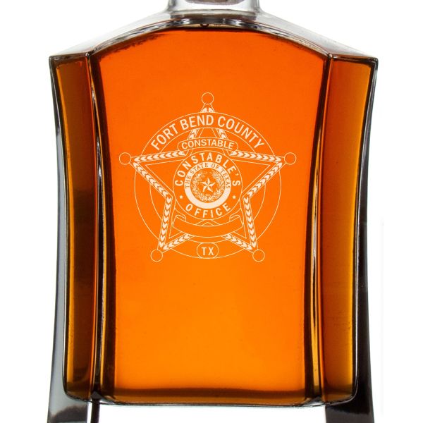 Custom Engraved Police Badges - Custom Crown Decanter Set - Fort Bend TX Constable's Office Badge