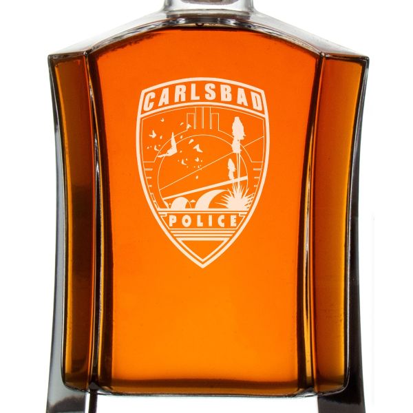 Custom Engraved Police Badges - Custom Crown Decanter Set - Carlsbad NM Police Patch
