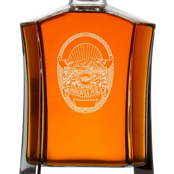 Custom Engraved Police Badges - Custom Crown Decanter Set - Monrovia CA Police Badge