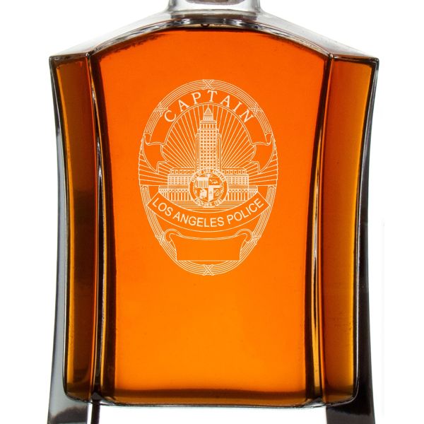 Custom Engraved Police Badges - Custom Crown Decanter Set - LA Captain Police Badge