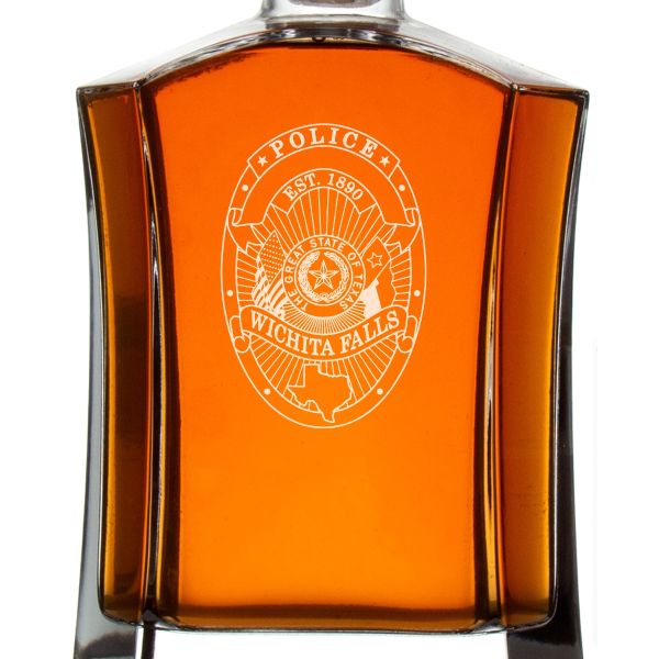 Custom Engraved Police Badges - Custom Crown Decanter Set - Wichita Falls TX Police Badge
