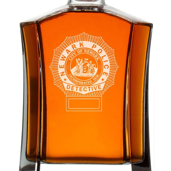 Custom Engraved Police Badges - Custom Crown Decanter Set - Newark NJ Police Detective Badge
