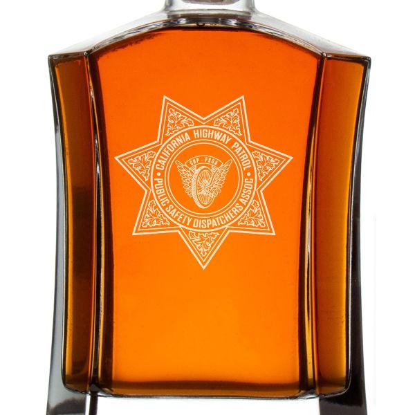 Custom Engraved Police Badges - Custom Crown Decanter Set - CHP-PSDA Badge