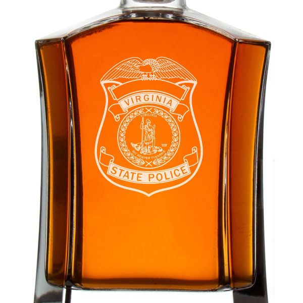 Custom Engraved Police Badges - Custom Crown Decanter Set - Virginia State Police Badge