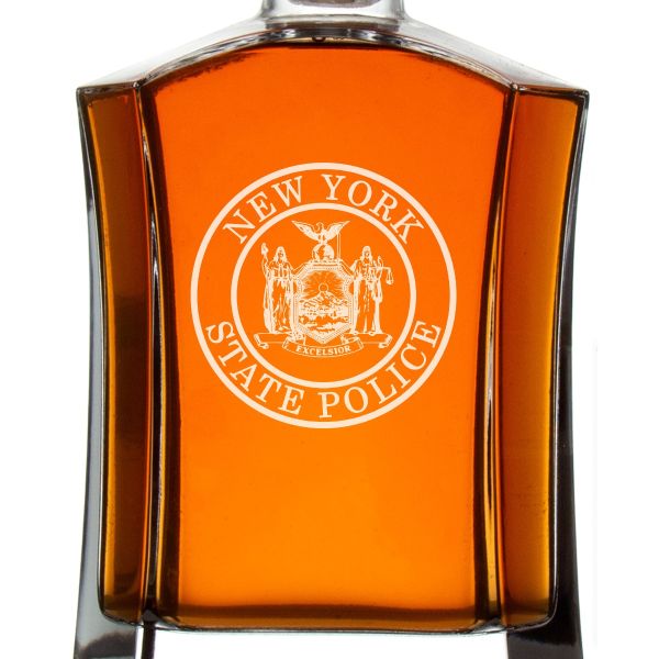 Custom Engraved Police Badges - Custom Crown Decanter Set - New York State Police Patch