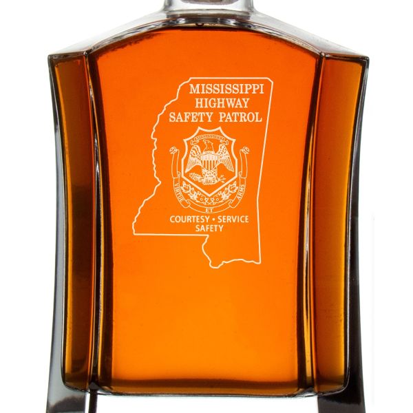 Custom Engraved Police Badges - Custom Crown Decanter Set - Mississippi Highway Safety Patrol Patch
