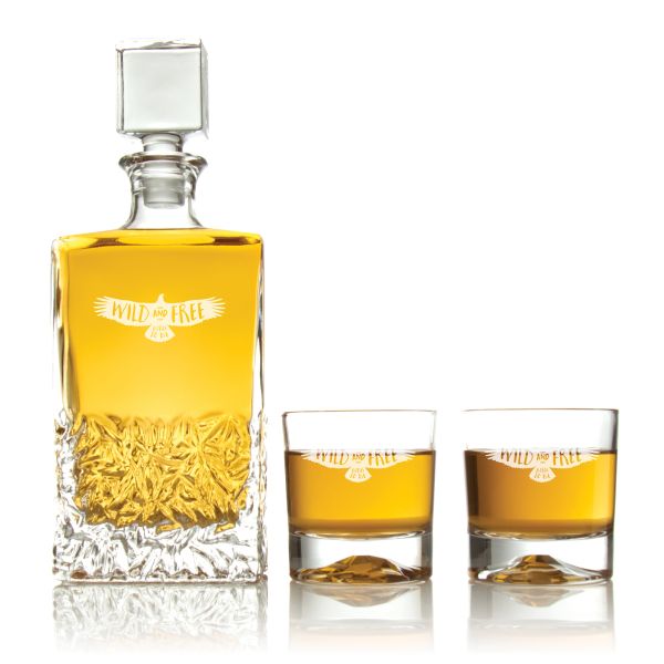 Engraved Wild And Free - Personalized Excalibur Decanter Set with Whiskey Glasses
