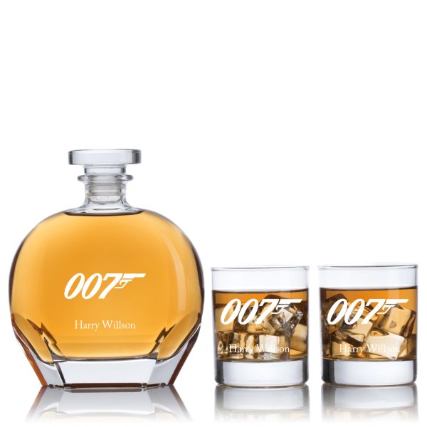 Engraved 007 - Personalized Puccini Decanter Set with Old Fashioned Whiskey Glasses