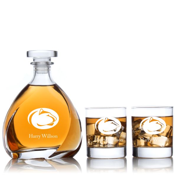 Engraved Penn State - Personalized Madison Decanter Set with Old Fashion Whiskey Glasses