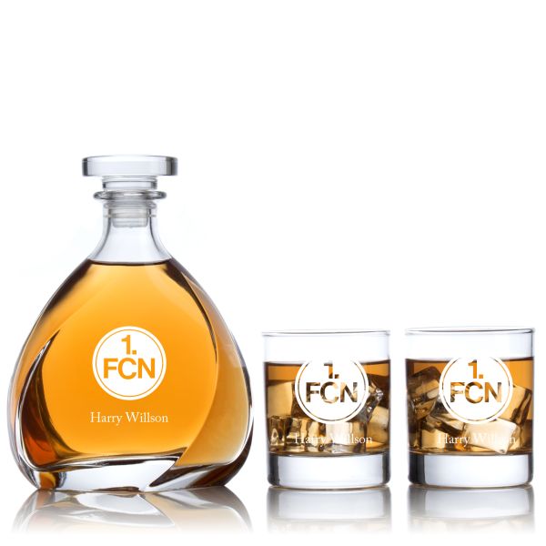 Engraved 1. FC Nurnberg - Personalized Madison Decanter Set with Old Fashioned Whiskey Glasses