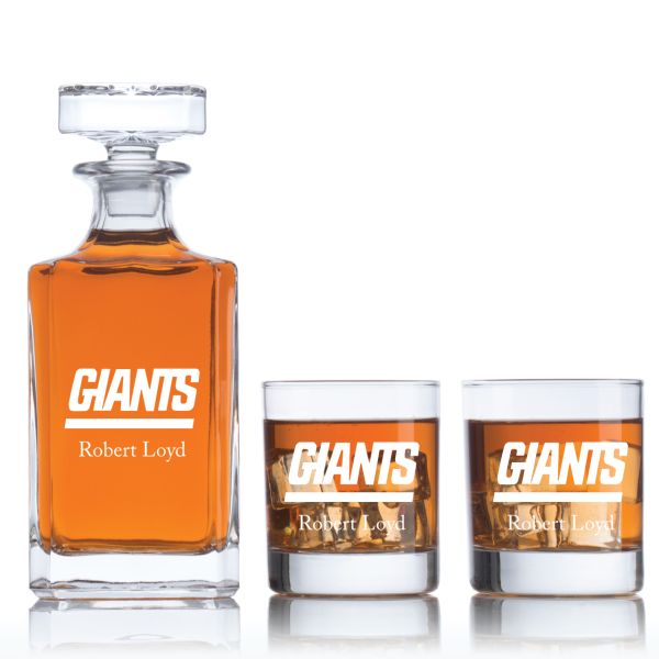 New York Giants - Football Fanatic Gift Ideas - Classic Personalized Whiskey Decanter Set - Man Cave Gifts - Gifts For Him