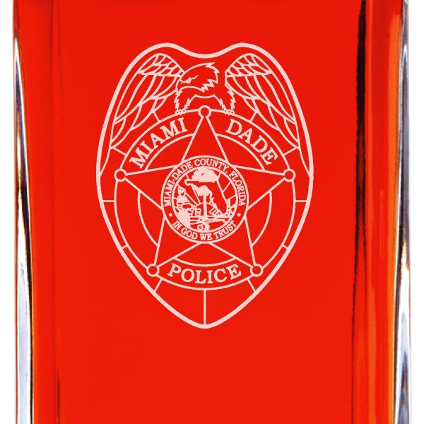 Custom Engraved Police Badges - Personalized Whiskey Decanter Set In Wood Gift Box - Miami-Dade Police Badge