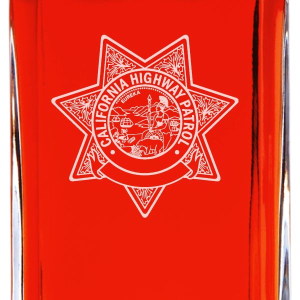 Custom Engraved Police Badges - Personalized Whiskey Decanter Set In Wood Gift Box - California Highway Patrol Badge