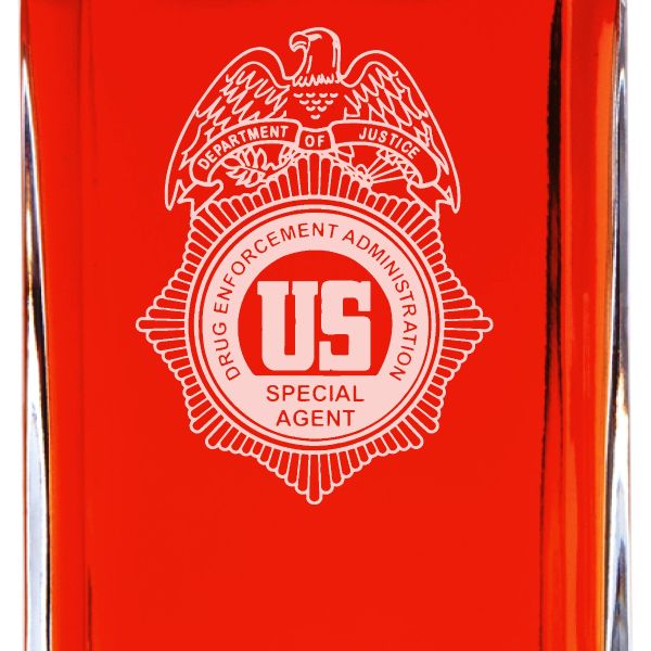 Custom Engraved - Police Badges - Personalized Whiskey Decanter In Wood Gift Box - US DEA Badge