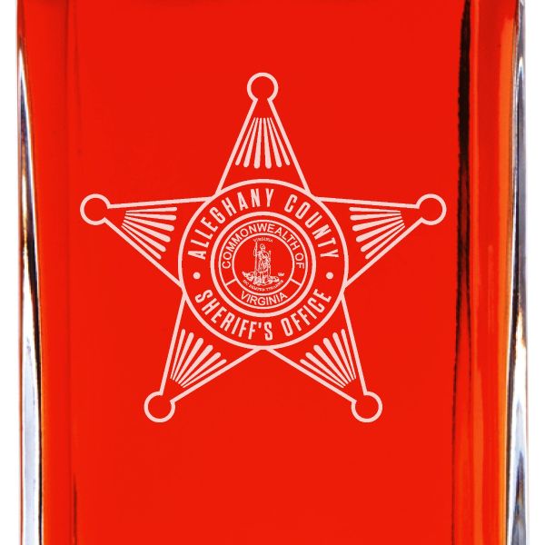 Custom Engraved Police Badges - Personalized Whiskey Decanter Set In Wood Gift Box - Alleghany County VA Sheriff's Office