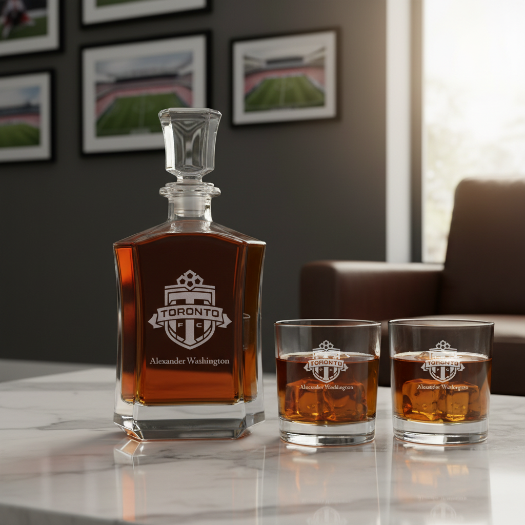 Personalized Engraved Toronto FC - Major League Soccer - Custom Crown Decanter Set - Soccer Fanatic Gift Ideas