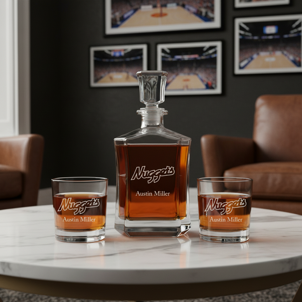 Personalized Nuggets - Crown Decanter Gift Set - Basketball Fanatic Gift Ideas